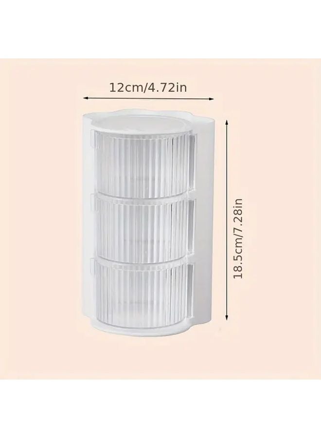 Beige Yellow 2 Tier Rotating Makeup Jewelry Organizer Desktop Storage For Cosmetics Brushes Stationery - Image 3